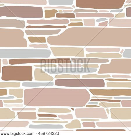 Stone Seamless Pattern. Vector Illustration In Pastels Colors. Wall Texture.
