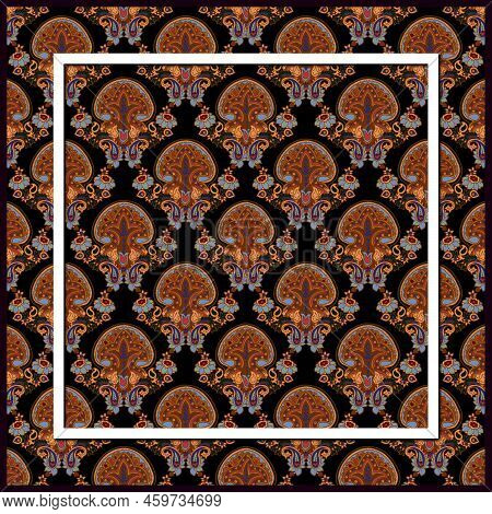 Seamless Floral Pattern Paisley Print For Kerchief, Bandana, Scarf, Handkerchief, Shawl, Neck Scarf.