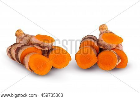 Turmeric Herb Contains Bioactive Compounds With Powerful Medicinal Properties Isolated Over White Ba