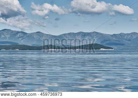 Chivyrkuisky Bay Of Lake Baikal. Big Cormorant Island, Baklaniy. Zabaikalsky National Park, Buryatia