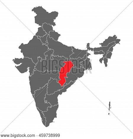 India Map Graphic, Travel Geography Icon, Indian Region Chhattisgarh, Vector Illustration .
