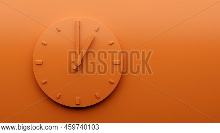 Minimal Orange Clock 1 Am Pm One O'clock Abstract Minimalist Wall Clock 3d Illustration