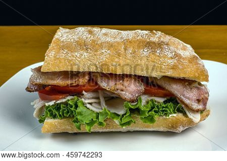 Tukey Meat With A Blt On Ciabatta Bread