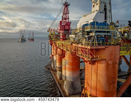 Oil And Gas Rig Platform At Sea Used To Extract Fossil Fuels From The Seabed