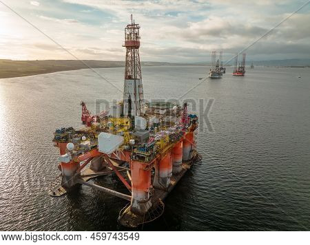 Oil And Gas Rig Platform At Sea Used To Extract Fossil Fuels From The Seabed