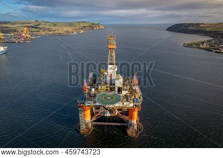 Oil And Gas Drilling Rig At Sea