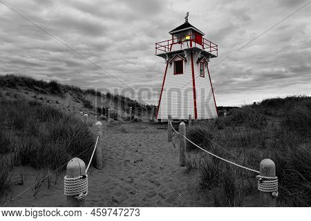 Selective Color Of Covehead Hourbour Lighthouse On Prince Edward Island