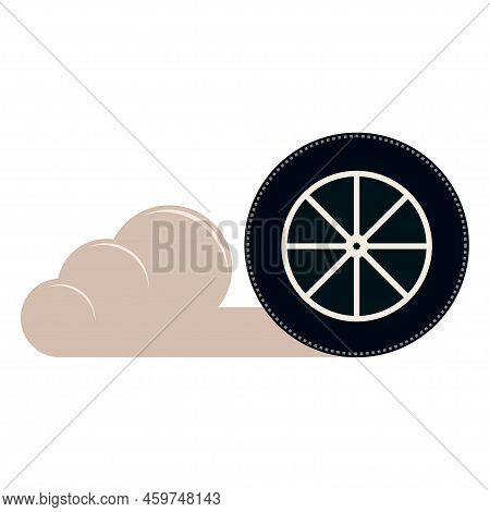 Simple Flat Cartoon Vector Illustration. Car Wheel Icon.