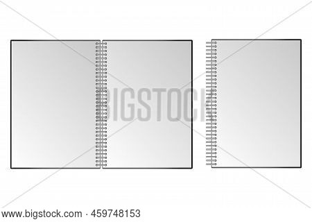 Notebook Realistic Style. Notepad Empty Paper. Realistic Spiral Notepad. Blank Mockup For Design. Ve