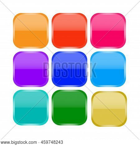 A Set Illustration Of 9 Colored Glossy Button Icons