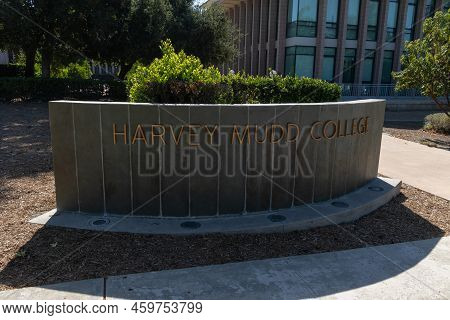 Claremont, Ca - August 13 2022: Entrance Sign To Harvey Mudd College
