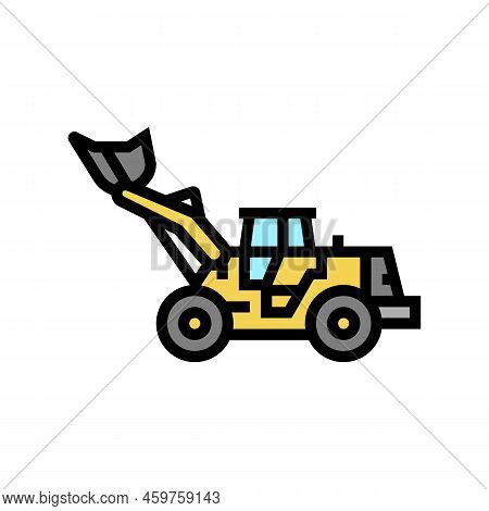 Loader Construction Car Vehicle Color Icon Vector. Loader Construction Car Vehicle Sign. Isolated Sy