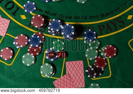 Blackjack Playing Cards And Casino Poker Chips
