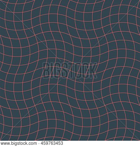 Conceptual Wireframe Warped Surface Outline Seamless Pattern Vector Abstract Background. Geometric L