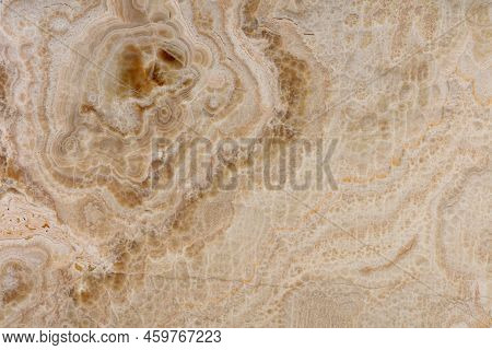 Onice Cappuccino Texture, Elegant Background In Beautiful Beige. Slab Photo.