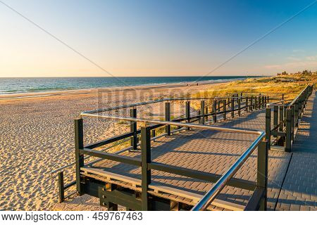 Seacliff Beach New Esplanade Looking Towards Brighton At Sunset, South Australia