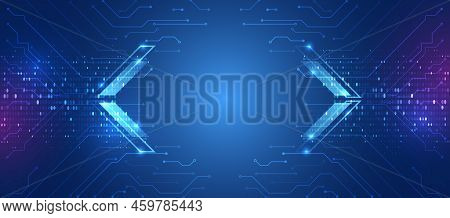 The Global Wireless Standard Concept. Hi-tech Communication Illustration On A Blue Background. 5g Hi