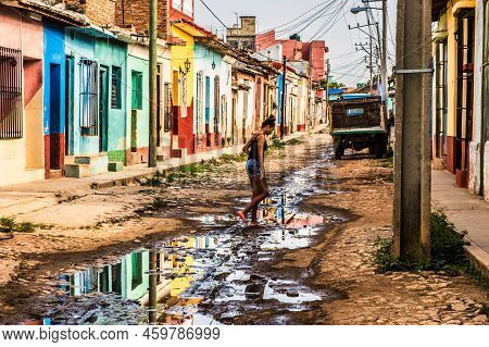 Trinidad, Cuba - July 15 2018 :a Former Spanish Colonial Town Still In The 18th Century With Cobble 