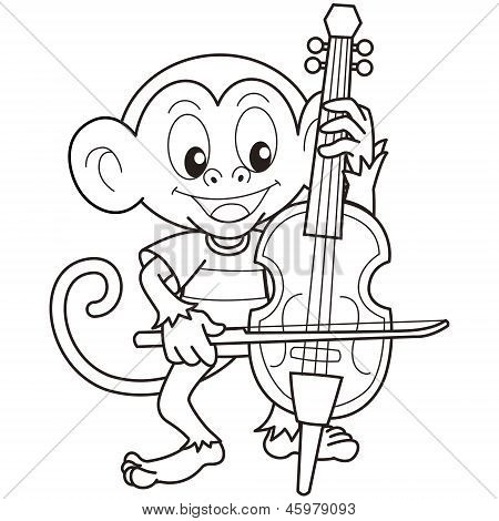 Cartoon Monkey ein Cello zu spielen
