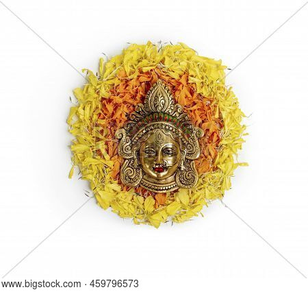 Maa Durga Face In Happy Durga Puja Subh Navratri Background