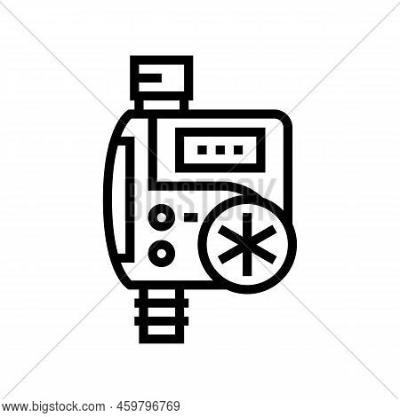 Timer Drip Water Irrigation Line Icon Vector. Timer Drip Water Irrigation Sign. Isolated Contour Sym