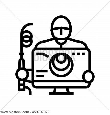 Colonoscopy Health Check Line Icon Vector. Colonoscopy Health Check Sign. Isolated Contour Symbol Bl