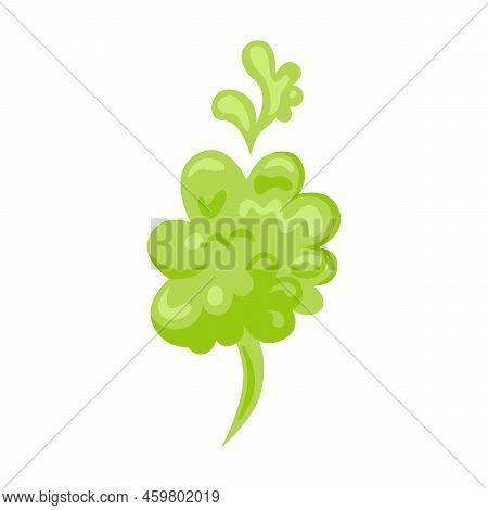 Bad Smell Flat Icon Set. Cartoon Green Toxic Steam, Stinky Dirt Breath, Odor Smoke Isolated Vector I
