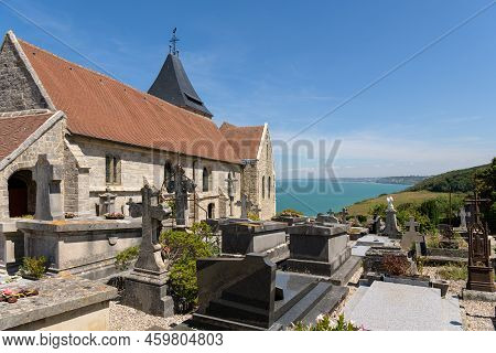 Varengeville Sur Mer, France - July 16, 2022: The Church Of St Valery On Top Of The Ailly Cliffs, Su