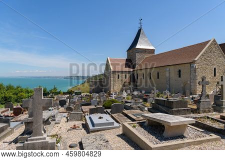 Varengeville Sur Mer, France - July 16, 2022: The Church Of St Valery On Top Of The Ailly Cliffs, Su