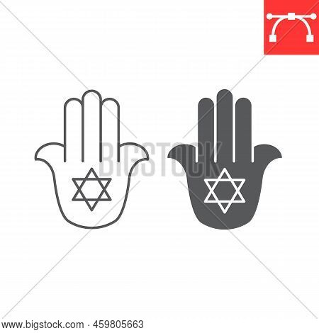 Jewish Hamsa Line And Glyph Icon, Hanukkah And Talisman, Hamesh Hand Vector Icon, Vector Graphics, E