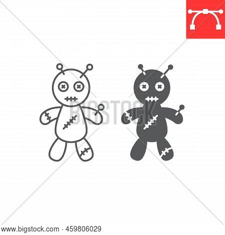Voodoo Doll Line And Glyph Icon, Halloween And Dead, Voodoo Doll Vector Icon, Vector Graphics, Edita