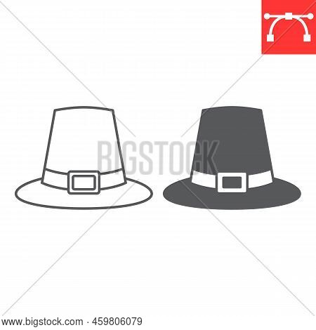 Pilgrim Hat Line And Glyph Icon, Thanksgiving And Traditional, Thanksgiving Hat Vector Icon, Vector 