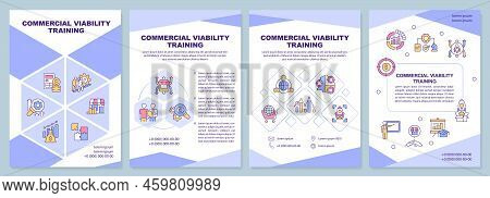 Commercial Viability Training Purple Brochure Template. Leaflet Design With Linear Icons. Editable 4