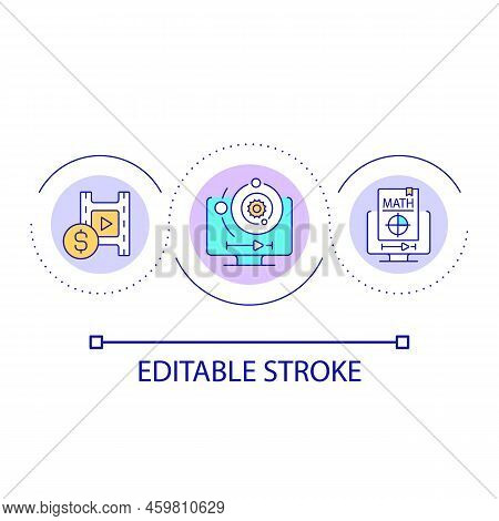 Natural Science Online Courses Loop Concept Icon. Formal Science. Lessons On Internet. E Learning Ab