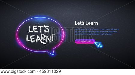 Lets Learn Website Template With Neon. Vector Illustration For Education Projects.