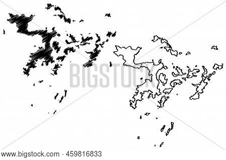 Ssese Islands (republic Of Uganda, Lake Victoria) Map Vector Illustration, Scribble Sketch Bugala, B