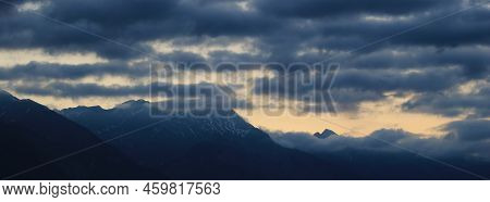 Moody Morning Sky Over Mount Wilerhorn, Brienz.