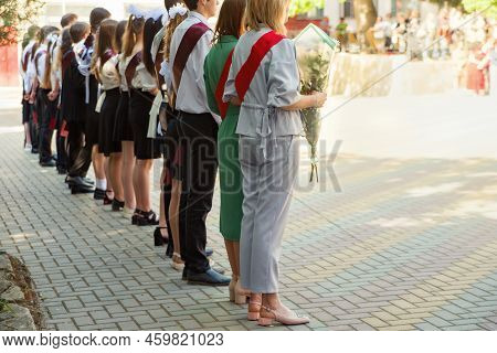 Kerch Russia - May 25, 2022 End Of School, May Spring, Last Call. Holiday In The School Yard - Schoo