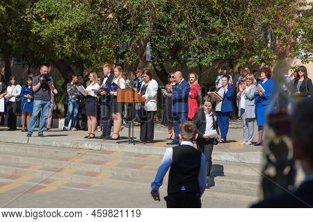 Kerch Russia - May 25, 2022 End Of School, May Spring, Last Call. Holiday In The School Yard - Schoo