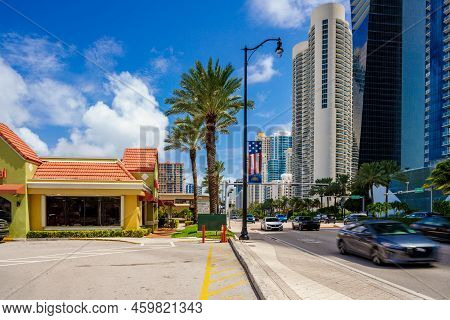 View North On Collins Avenue From Rk Center Shopping Plaza