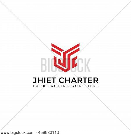 Abstract Initial Letter Jc Or Cj Logo In Red Color Isolated In White Background Applied For Aviation