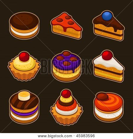 Set of cupcakes icons
