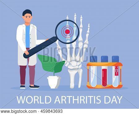 World Arthritis Day In October Concept Vector. Doctor Treat Rheumatism, Osteoarthritis.