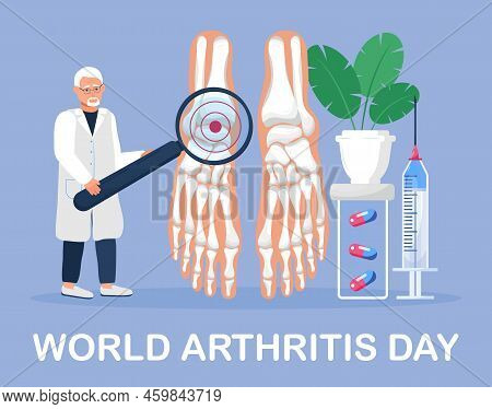 World Arthritis Day In October Concept Vector. Doctor Treat Rheumatism, Osteoarthritis.