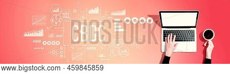 Cbdc - Central Bank Digital Currency Concept With Person Using A Laptop Computer