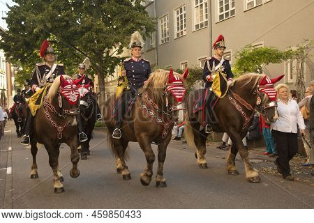 Stuttgart, Germany, 29 September 2019. Volksfest In Stuttgart. The March Through The City Center.