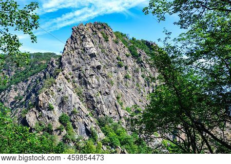 A View From The Rocks In The Bode Valley In The Harz Mountains With A Blue Sky In Summer