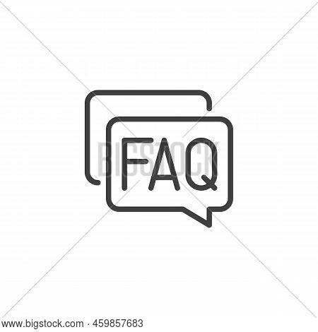 Faq Speech Bubble Line Icon. Linear Style Sign For Mobile Concept And Web Design. Faq Chat Outline V