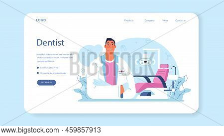 Dentist Concept Web Banner Or Landing Page. Dental Doctor