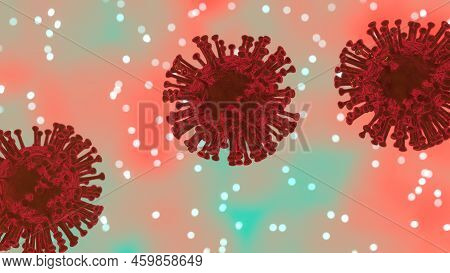 Abstract Virus Cells With Antibodies. Coronavirus Cells. Covid-19 Bodies Collapse. Vaccination. 3d R